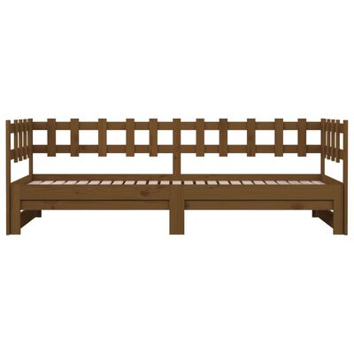 vidaXL Sofá cama extraíble madera de pino marrón miel 2x(80x200) cm