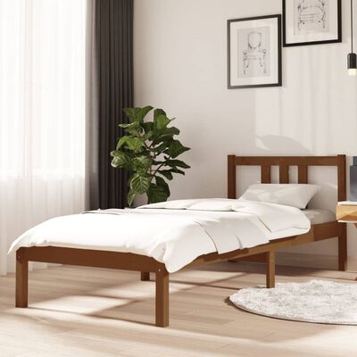vidaXL Estructura de cama madera maciza marrón miel 75x190 cm
