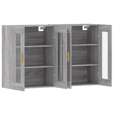 vidaXL Armarios de pared 2 uds madera de ingeniería gris Sonoma