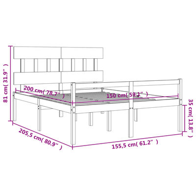 vidaXL Cama matrimonio personas mayores cabecero madera maciza negro