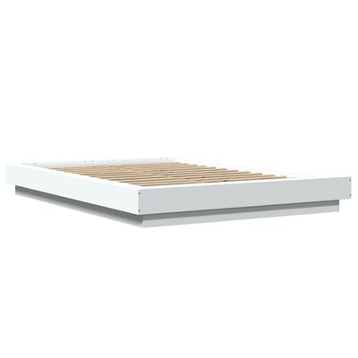 vidaXL Estructura de cama con LED madera ingeniería blanco 135x190 cm