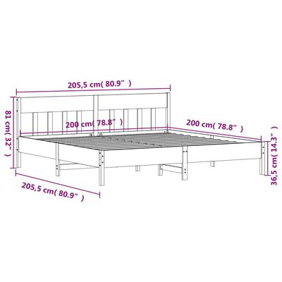 vidaXL Estructura de cama sin colchón madera maciza blanca 200x200 cm