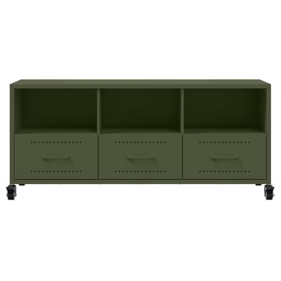 vidaXL Mueble de TV de acero verde oliva 100,5x39x43,5 cm