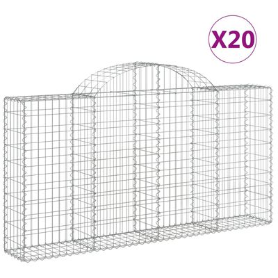 vidaXL Cestas gaviones 20 uds forma de arco hierro 200x30x100/120 cm