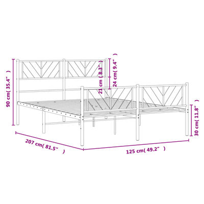 vidaXL Estructura cama sin colchón con estribo metal blanco 120x200 cm