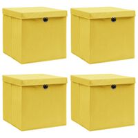 vidaXL Cajas de almacenaje con tapas 4 uds tela amarillo 32x32x32 cm