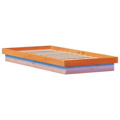 vidaXL Estructura de cama LED madera maciza pino marrón cera 75x190 cm