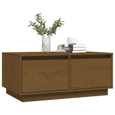 vidaXL Mesa de centro madera maciza de pino marrón miel 80x50x35 cm