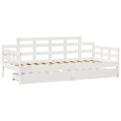 vidaXL Sofá cama con cajones madera maciza de pino blanca 80x200 cm