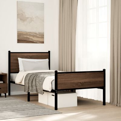 vidaXL Estructura de cama sin colchón metal marrón roble 80x200 cm