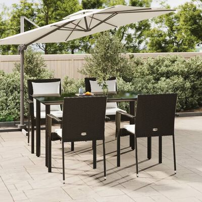 vidaXL Set de muebles jardín 5 pzas con cojines ratán sintético negro