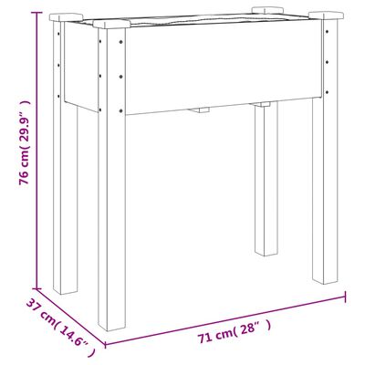 vidaXL Jardinera con forro y ruedas madera maciza de abeto 71x37x80 cm