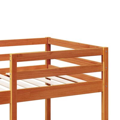 vidaXL Cama alta sin colchón madera maciza pino marrón cera 75x190 cm