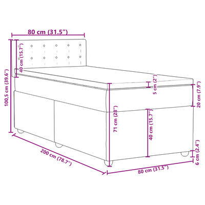 vidaXL Cama box spring con colchón tela azul 80x200 cm