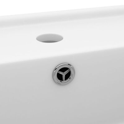 vidaXL Lavabo cuadrado rebosadero cerámica blanco mate 41x41 cm