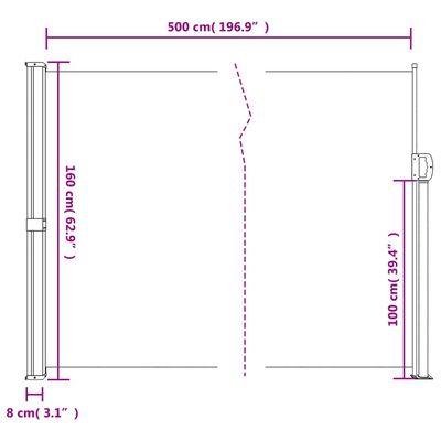 vidaXL Toldo lateral retráctil azul 160x500 cm