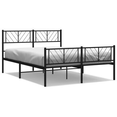 vidaXL Estructura cama sin colchón con estribo metal negro 135x190 cm