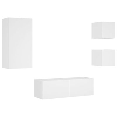 vidaXL Muebles de TV de pared con luces LED 4 piezas blanco