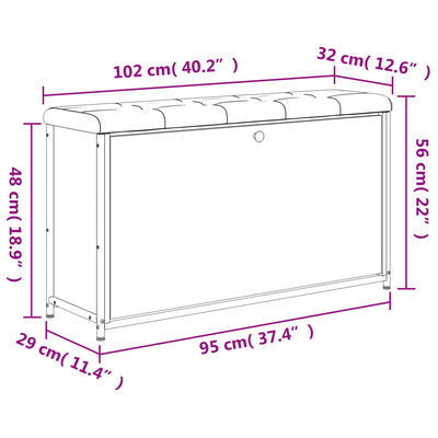 vidaXL Banco zapatero con cajón abatible roble marrón 102x32x56 cm