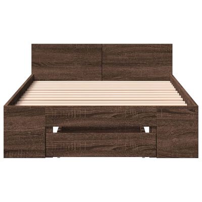 vidaXL Cama con cajón madera de ingeniería marrón roble 75x190 cm