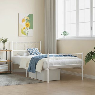 vidaXL Estructura cama sin colchón con estribo metal blanco 107x203 cm