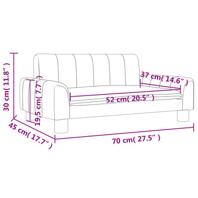 vidaXL Sofá para niños de tela gris claro 70x45x30 cm