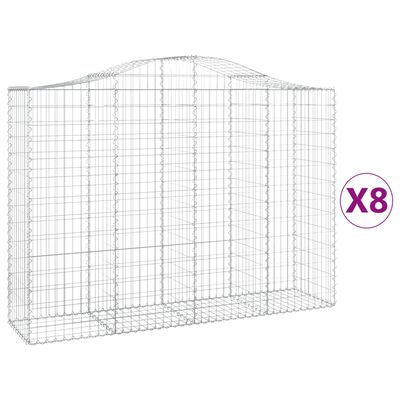 vidaXL Cestas gaviones 8 uds forma de arco hierro 200x50x140/160 cm