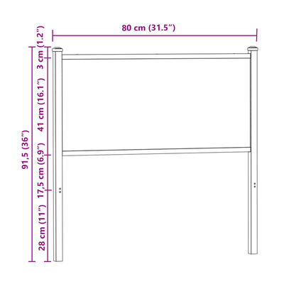 vidaXL Cabecero de madera de ingeniería y acero roble Sonoma 75 cm