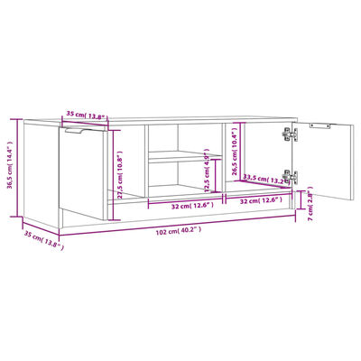 vidaXL Mueble de TV madera contrachapada negro 102x35x36,5 cm