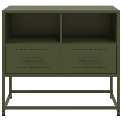 vidaXL Mueble para TV de acero verde oliva 68x39x60,5 cm