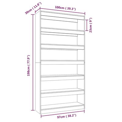 vidaXL Estantería madera contrachapada gris hormigón 100x30x198 cm