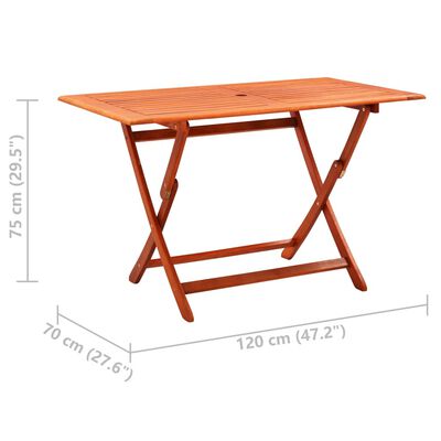 vidaXL Set de comedor de jardín plegable 7 pzas madera eucalipto