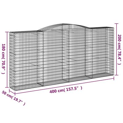 vidaXL Cesta gaviones forma arco hierro galvanizado 400x50x180/200 cm