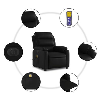 vidaXL Sillón de masaje reclinable eléctrico cuero sintético negro