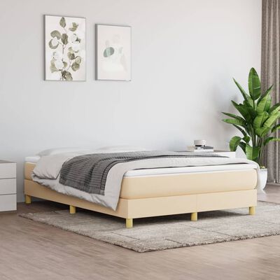 vidaXL Cama box spring con colchón tela color crema 140x200 cm