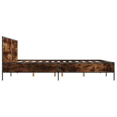 vidaXL Estructura cama madera ingeniería metal roble ahumado 180x200cm