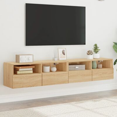 vidaXL Muebles de pared para TV 2 uds madera roble Sonoma 80x30x30 cm