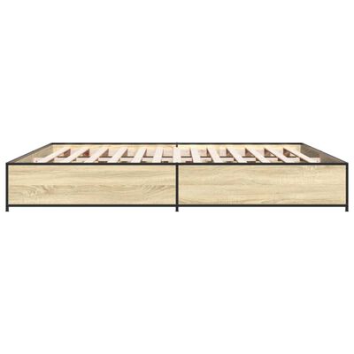 vidaXL Estructura cama madera ingeniería metal roble Sonoma 180x200 cm