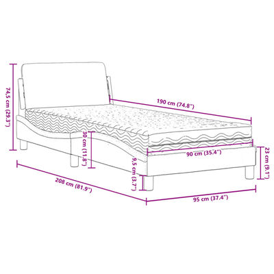 vidaXL Cama con colchón tela azul 90x190 cm