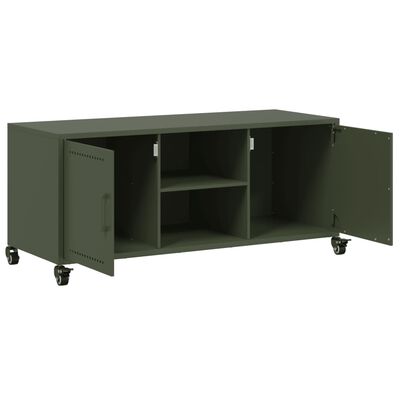 vidaXL Mueble de TV de acero verde oliva 100,5x39x43,5 cm