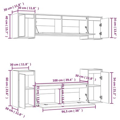 vidaXL Muebles para TV 6 piezas madera maciza de pino