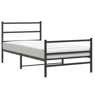 vidaXL Estructura de cama con cabecero y estribo metal negro 107x203cm