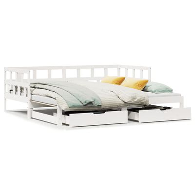 vidaXL Sofá cama nido con cajones madera maciza pino blanca 90x200 cm