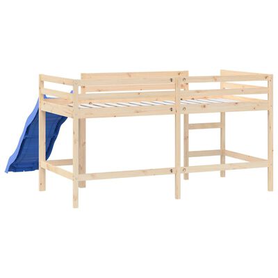 vidaXL Cama alta para niños tobogán madera maciza pino negro 90x190 cm