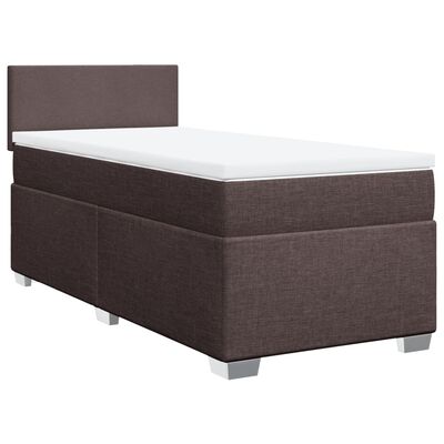 vidaXL Cama box spring con colchón tela marrón oscuro 100x200 cm