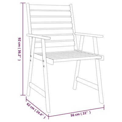 vidaXL Juego de comedor de jardín 5 piezas madera maciza de acacia