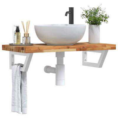 vidaXL Estante de lavabo de pared acero y madera maciza de acacia