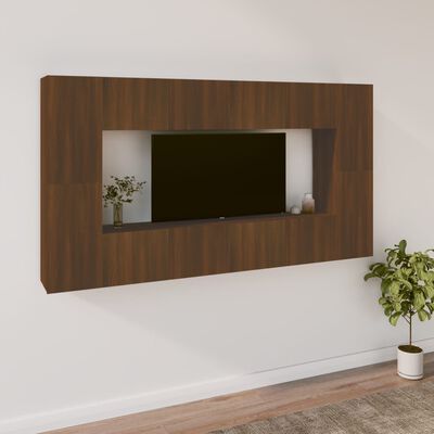 vidaXL Set de muebles para TV 8 pzas madera contrachapada roble marrón