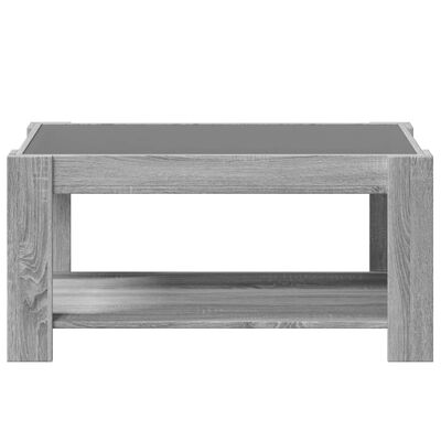 vidaXL Mesa de centro y LED madera ingeniería gris Sonoma 93x53x45 cm