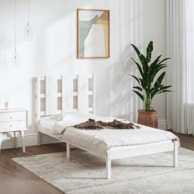 vidaXL Estructura de cama madera maciza individual blanco 75x190 cm